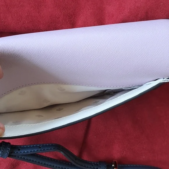 NEW Kate Spade Cameron Lavender /Navy and White Bag /Crossbody  EC - Picture 5 of 16